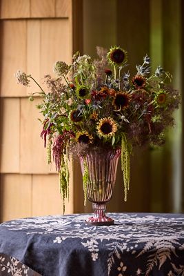Mauve Fluted Glass + Iron Vase