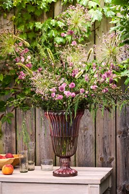 Mauve Fluted Glass + Iron Vase