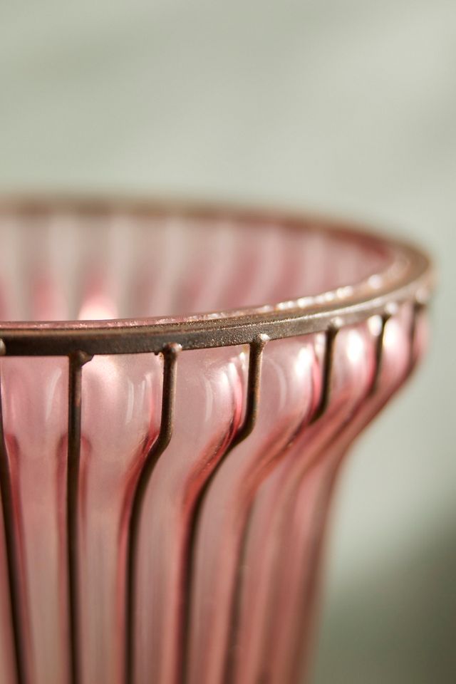 Mauve Fluted Glass + Iron Vase