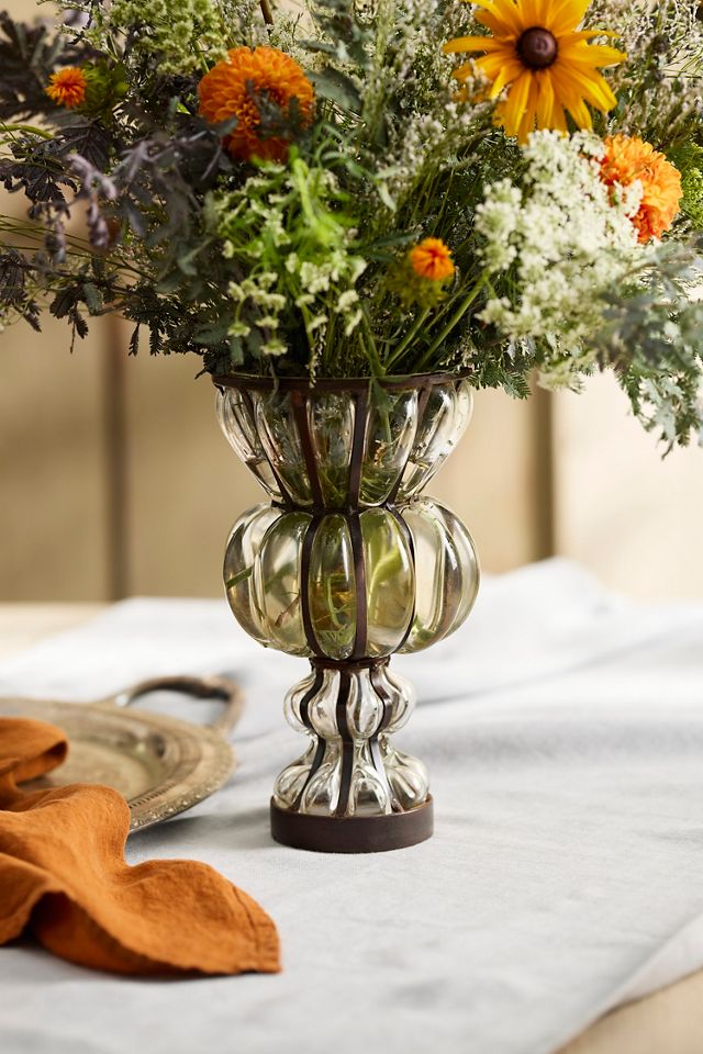 Striped Iron + Glass Vase #1