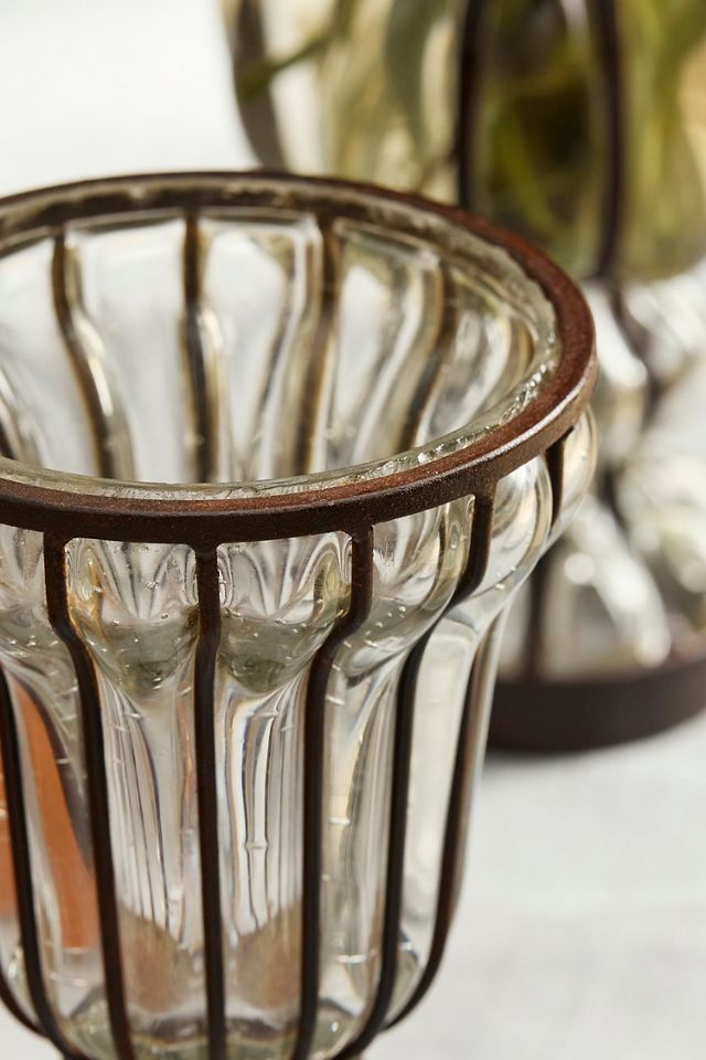 Striped Iron + Glass Vase #3