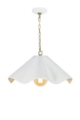 Anthropologie Marisol Ruffle Metal Small Pendant Light In White