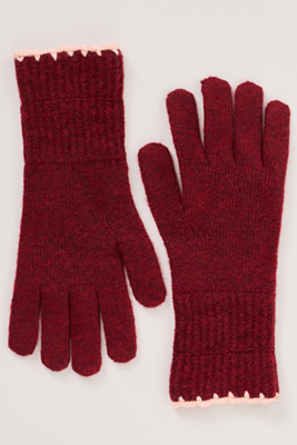 Maeve Solid Ribbed Knit Gloves In Brown