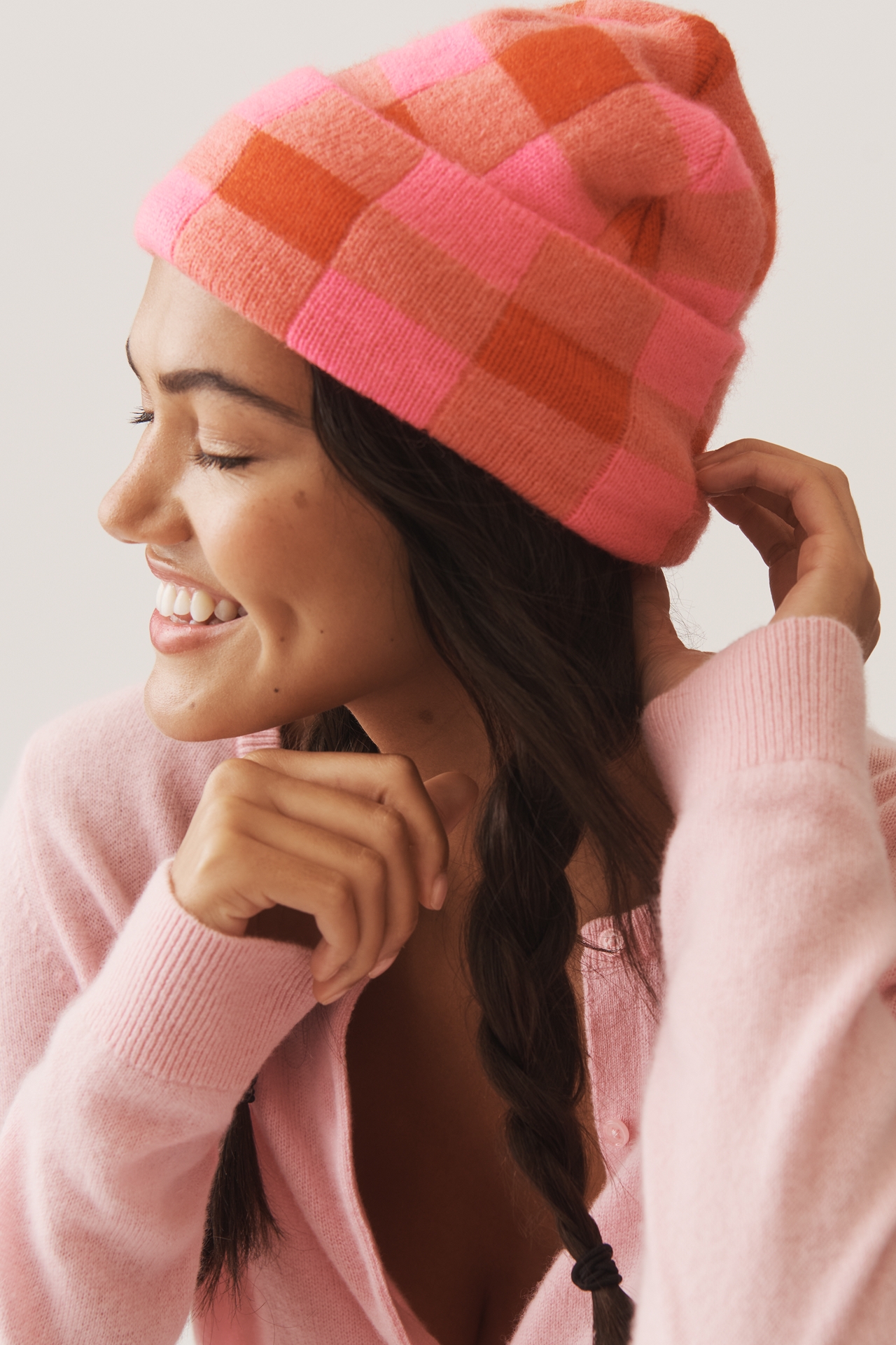 Anthropologie Maeve recycled beanie hat pink new without tags Anthropologie Maeve color block beanie hat new with tags main image 4