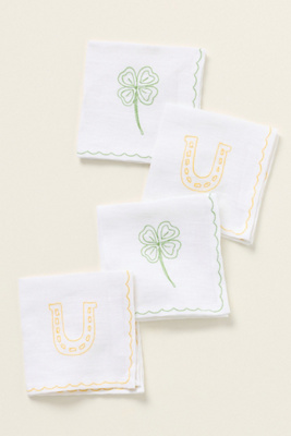 Pomegranate Linen Cocktail Napkins, Set Of 4