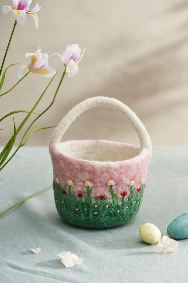 Felted Flower Basket | Anthropologie