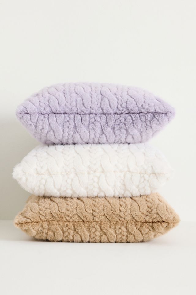 Faux-Fur Cable-Knit Sweater Pillow