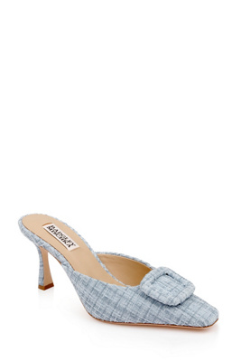 Badgley Mischka Graylynn Mid Heel Square-toe Mules In Blue
