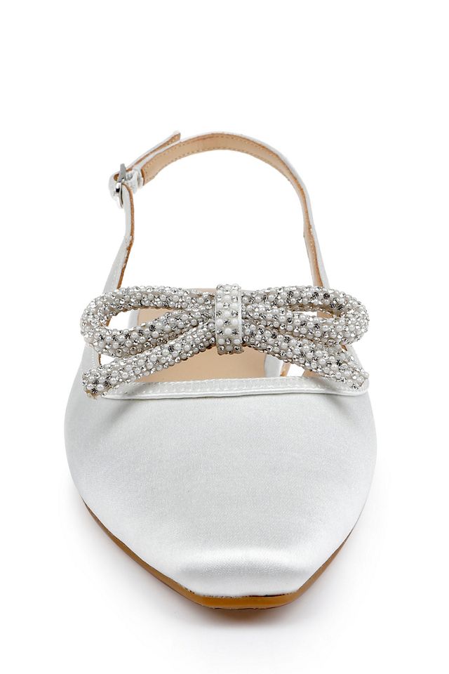 Badgley Mischka Genesis Bow Satin Slingback Flats #1