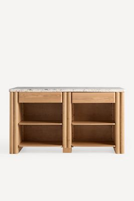 Renata Wood and Marble Kitchen Island
