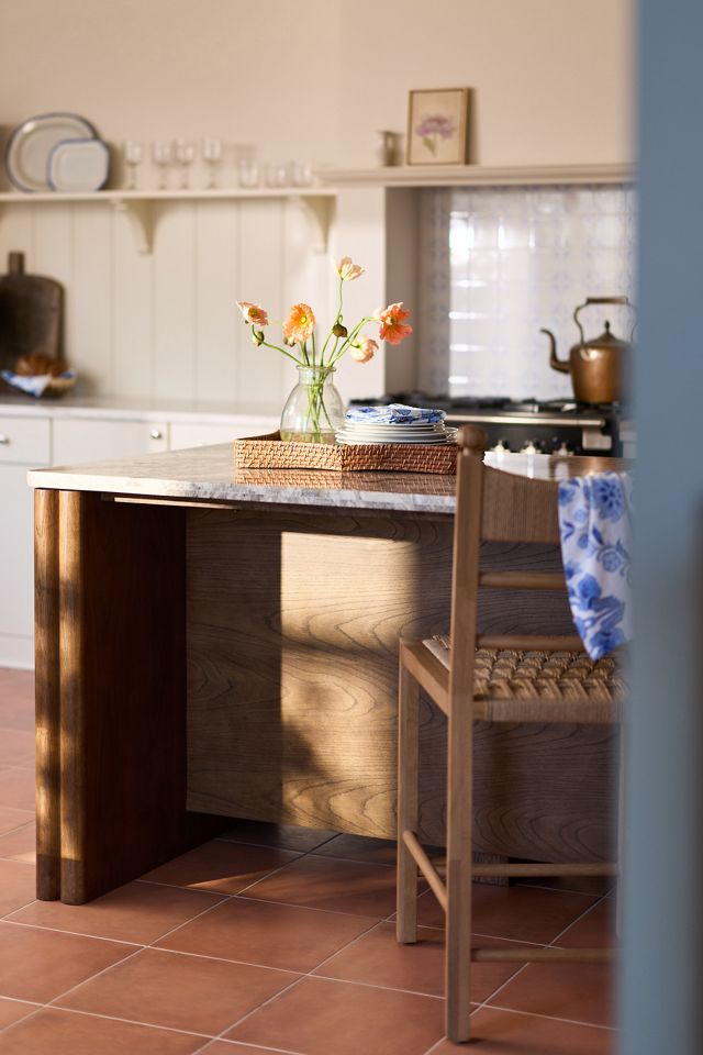 Renata Wood and Marble Kitchen Island #8