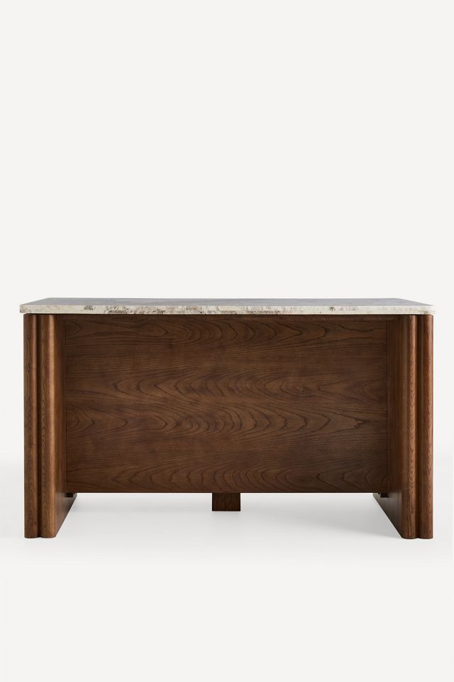 Renata Wood and Marble Kitchen Island #4