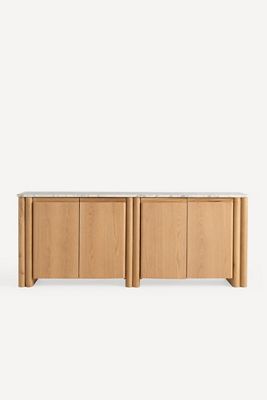 Renata Wood and Marble 78"  Sideboard