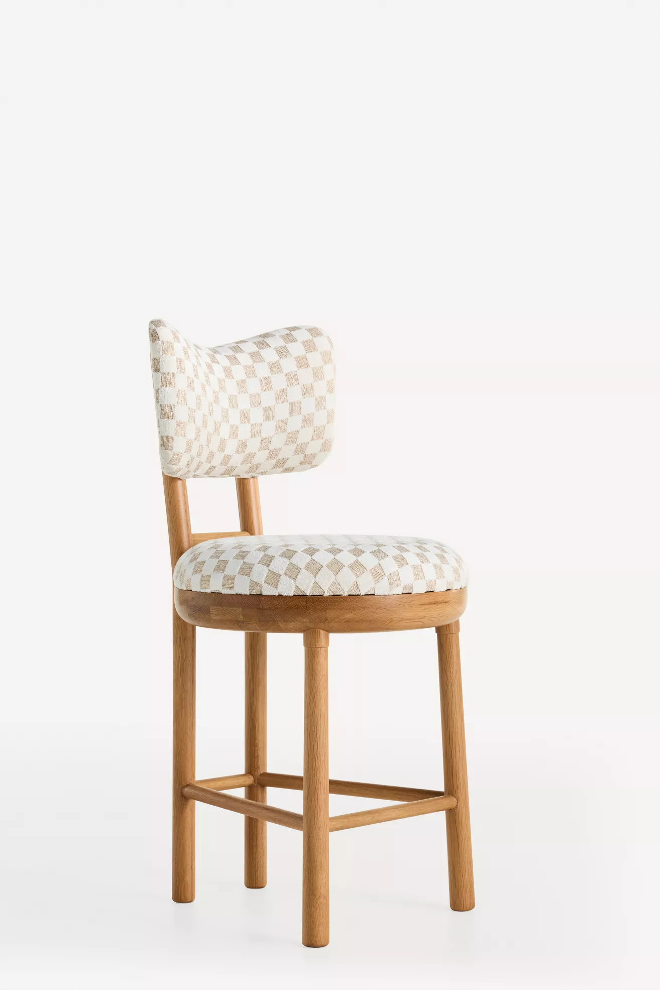 Irie Carmine Jacquard Oak Wood Counter Stool front view
