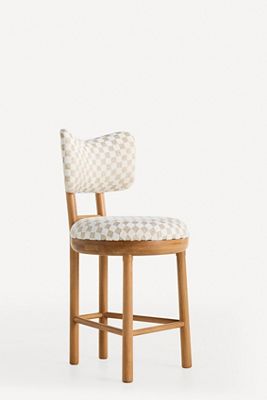 Irie Carmine Jacquard Oak Wood Counter Stool