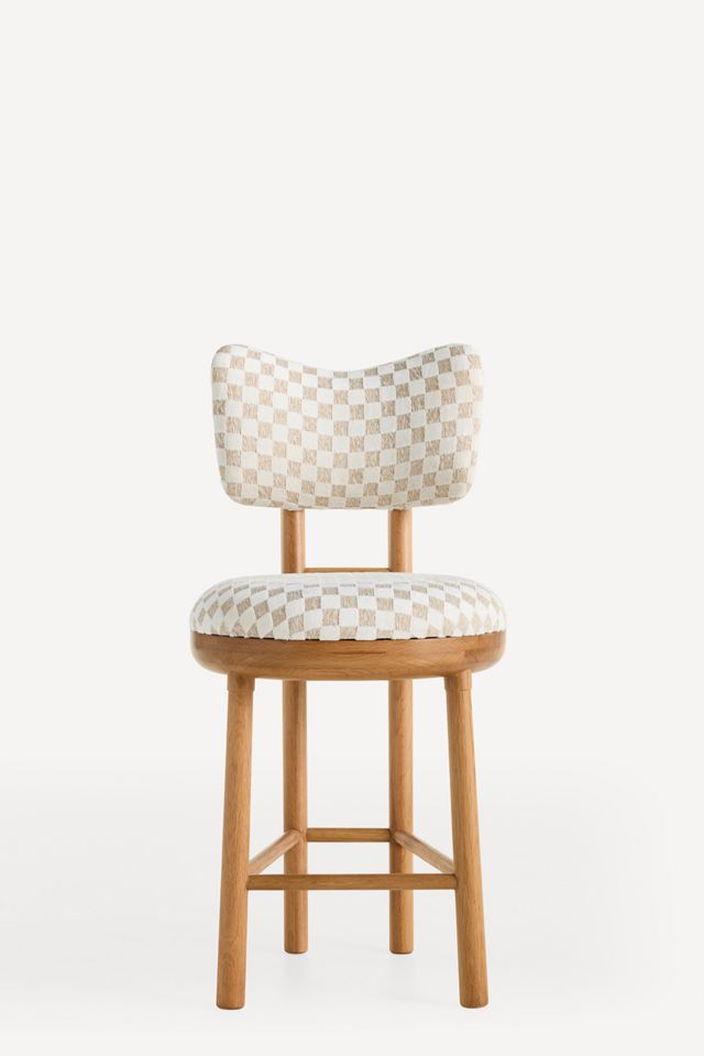 Irie Carmine Jacquard Oak Wood Counter Stool #2