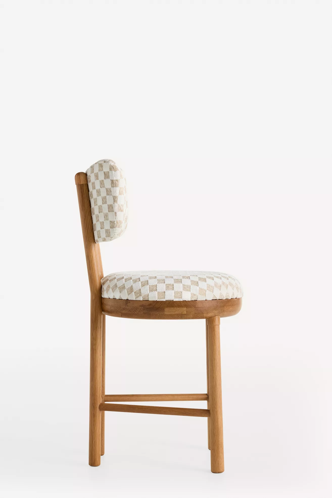 Irie Carmine Jacquard Oak Wood Counter Stool side profile