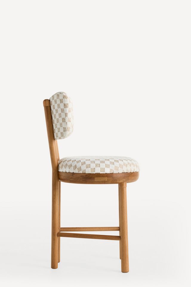 Irie Carmine Jacquard Oak Wood Counter Stool #3
