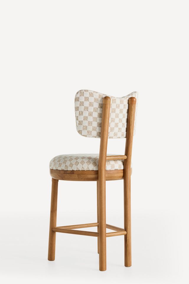 Irie Carmine Jacquard Oak Wood Counter Stool #4