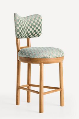 Irie Carmine Jacquard Oak Wood Counter Stool