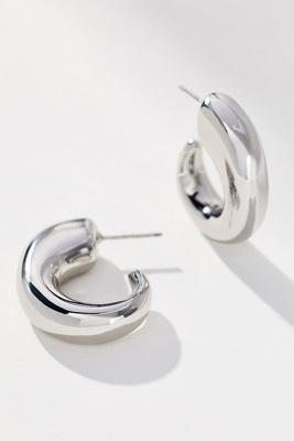 By Anthropologie Small Chunky Huggie Hoop Earrings In Silver