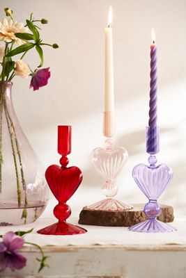 Glass Heart Taper Holder