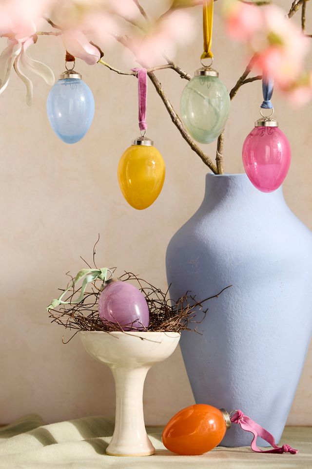 Colorful Glass Egg Ornaments, Set of 6