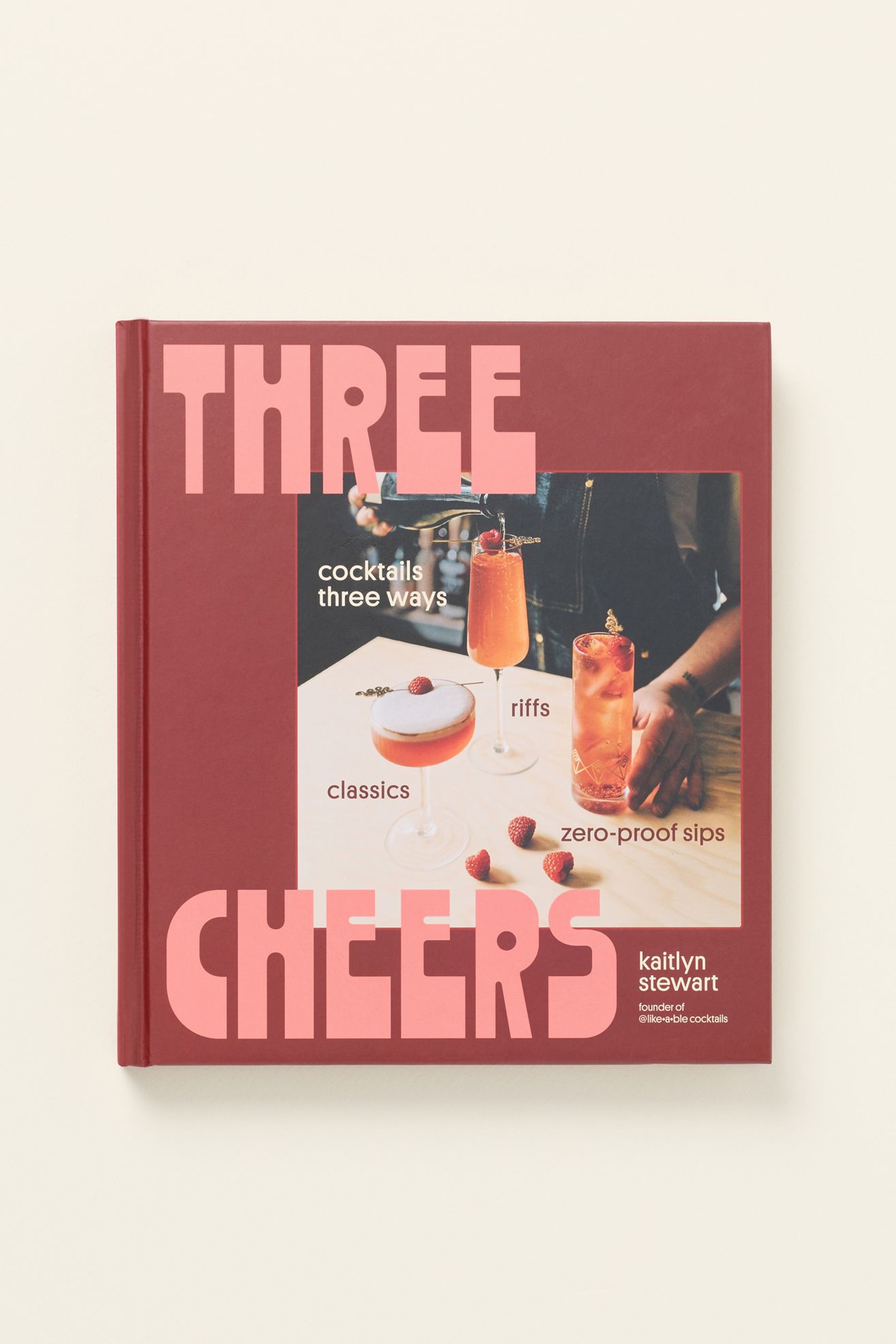 Three Cheers: Cocktails Three Ways Hardcover Book - Dark Wine, Standard, One Size
