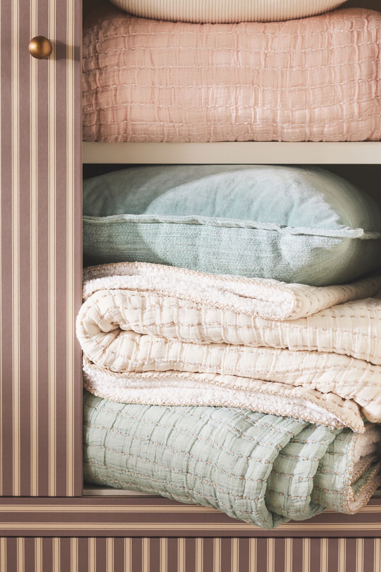 Mira Cotton Sherpa Fleece Reverse Woven Throw Blanket - Ivory, Standard, 50" x 70"