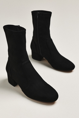 Silent D Suede Block-heel Ankle Boots In Black