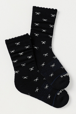 Bombas Scallop Bow Wool Blend Socks In Black