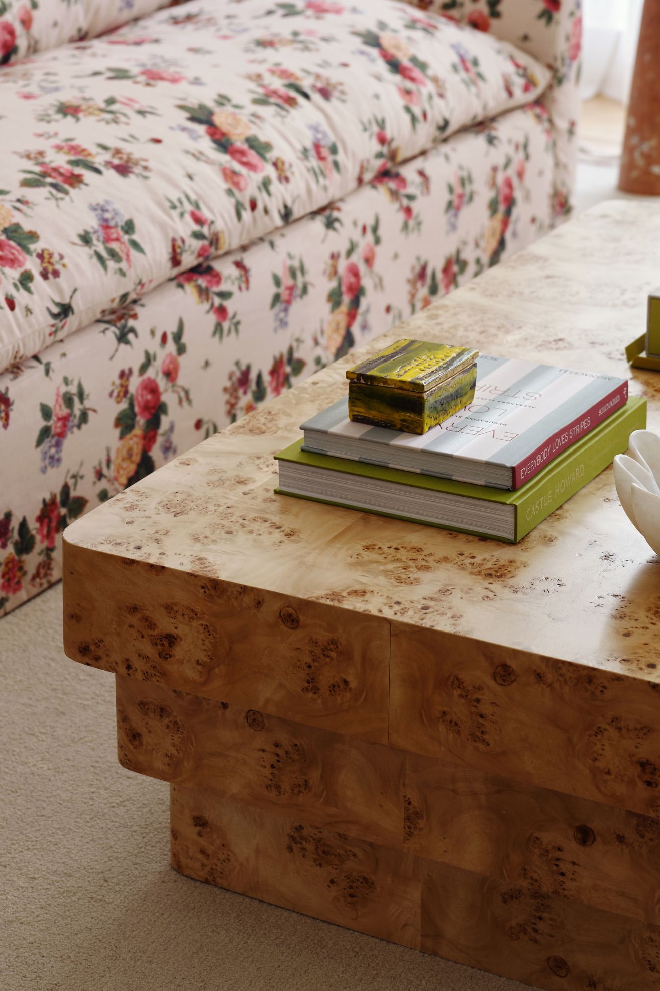 Leonne Rectangle 60" Burl Wood Coffee Table - Light Burl, 60"