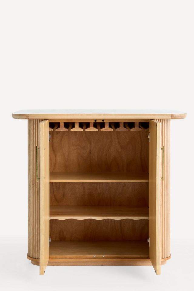 Scout Tall Burl Wood Fluted Bar Cabinet #3