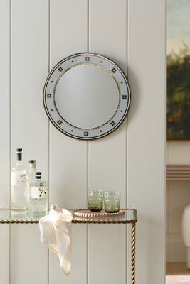 Bistro Tile 24k Gold Accent Round Gallery Wall Mirror