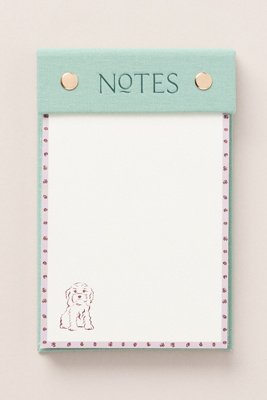 Anthropologie Dog Icon Fabric Bound Notepad In Green