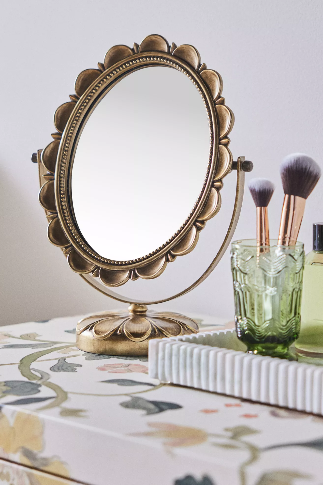 Louisa Scalloped Tabletop Vanity Mirror
