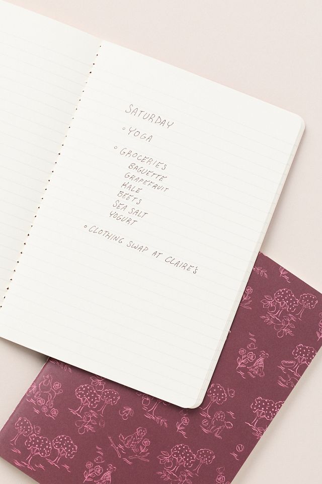 Toile & Roses Stitch Bound Notebooks, Set of 2 #1