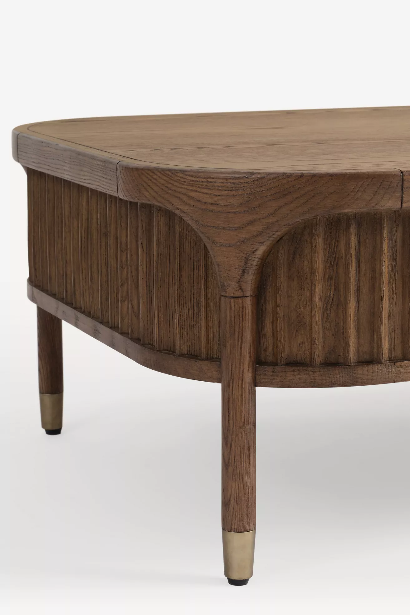 Close-up of the Isla coffee table leg and fluted panel