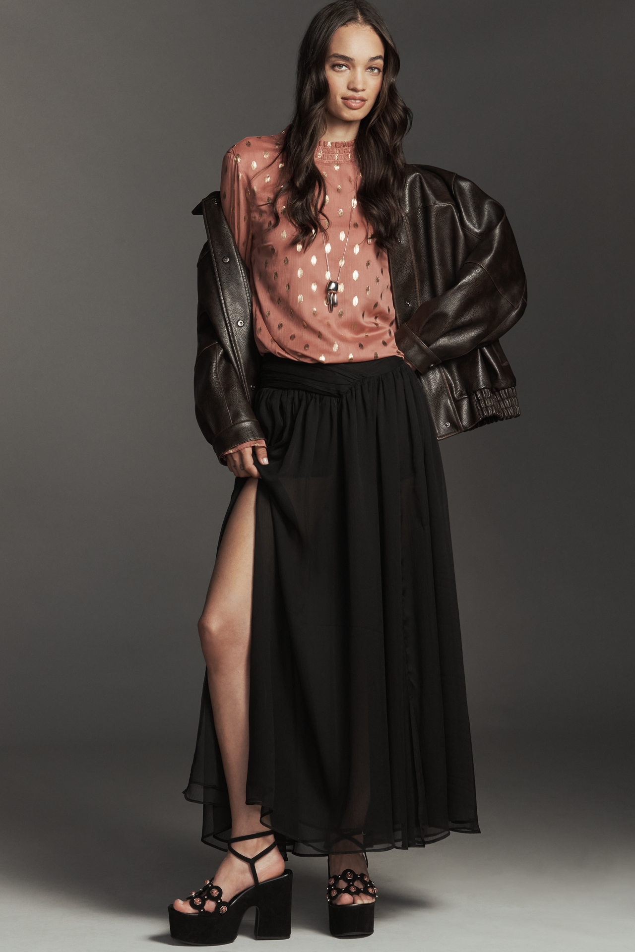 By Anthropologie Stone-Detail Ankle-Strap Platform Heels