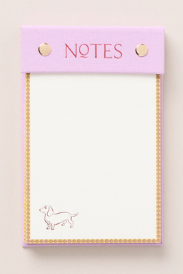 Anthropologie Dog Icon Fabric Bound Notepad In Pink