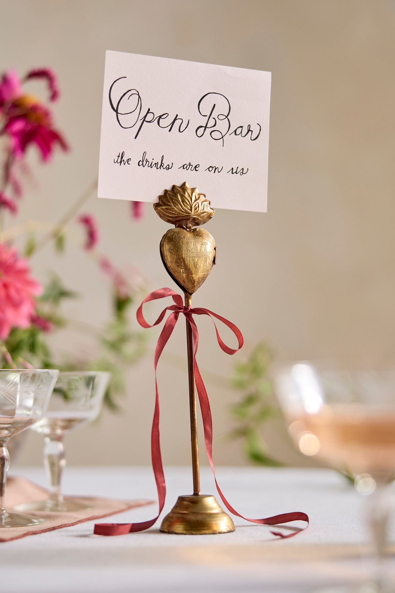 Golden Heart Place Card Holders, Set of 6 Tall - Gold, Standard, L