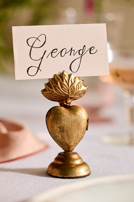 Golden Heart Place Card Holders, Set of 6 Low