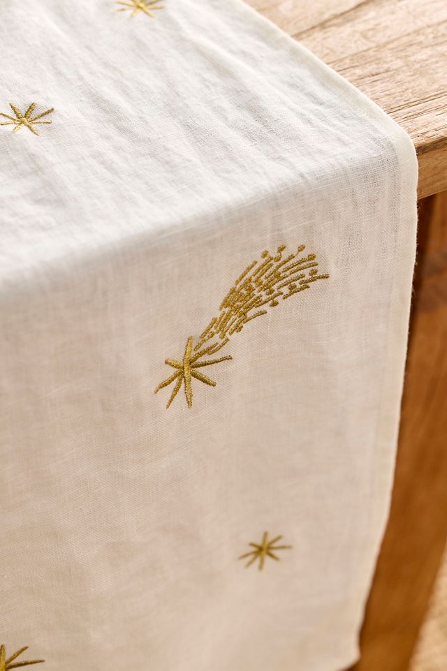Celestial Embroidery Linen Runner #1