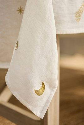 Celestial Embroidery Linen Tablecloth
