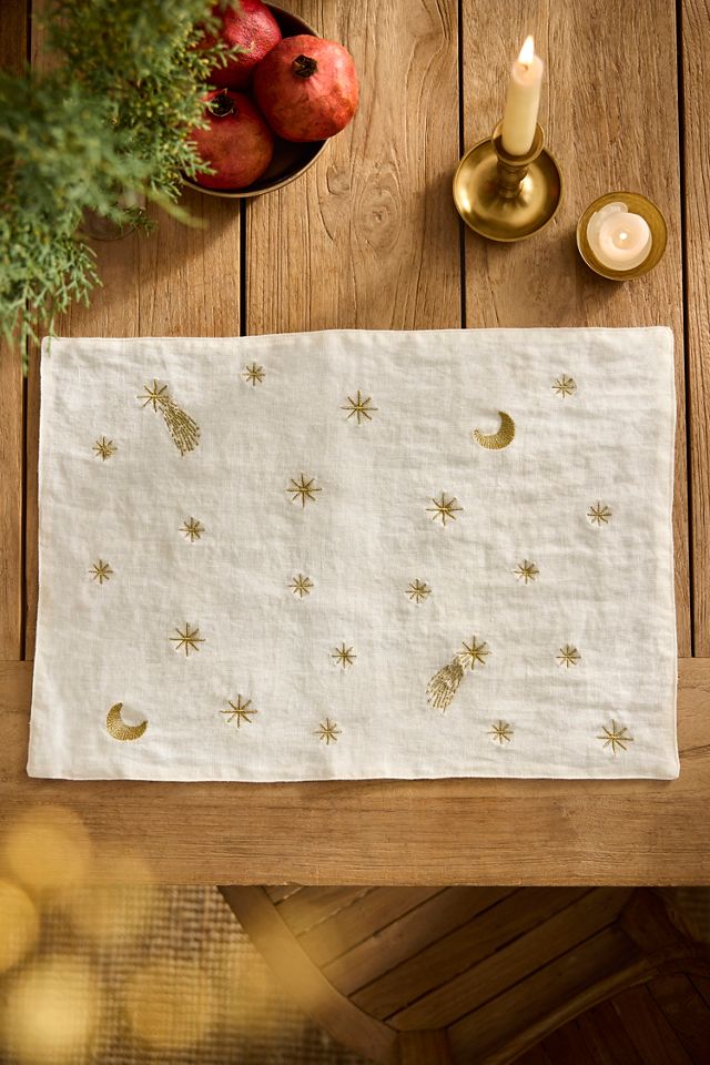 Celestial Embroidery Linen Placemat #2
