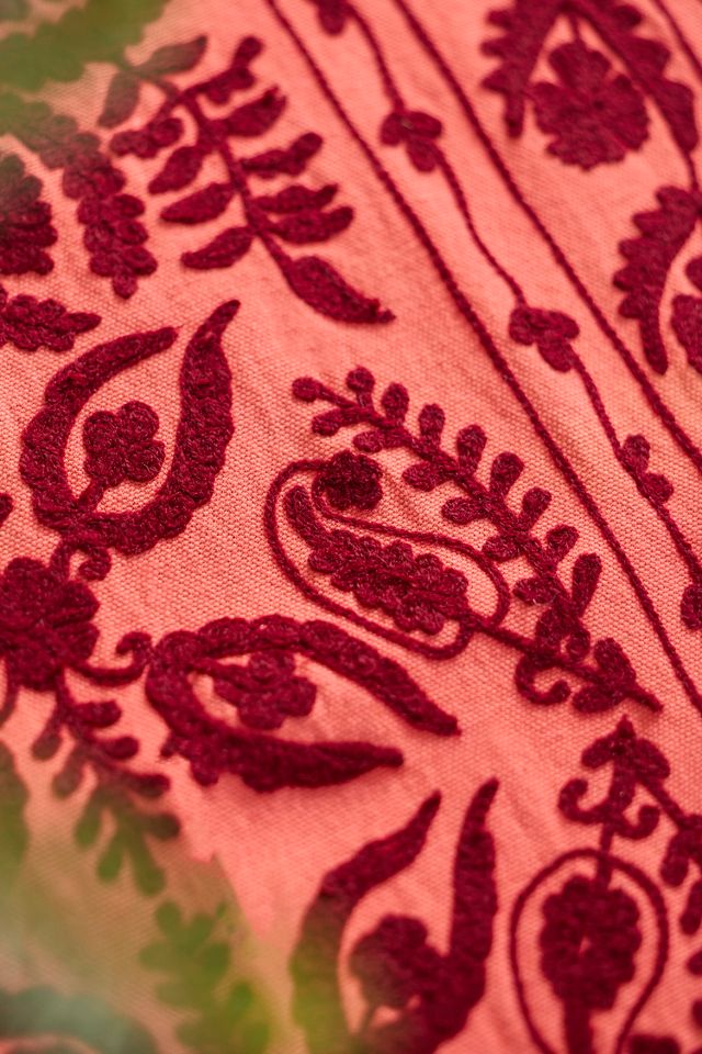 Red Crewel Stitch Runner #1