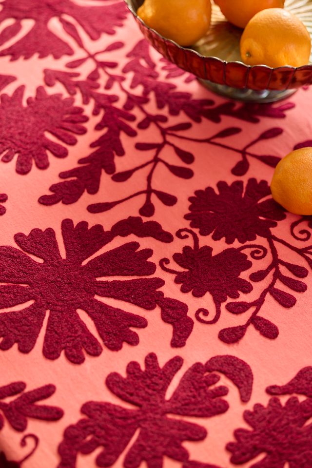 Red Crewel Stitch Tablecloth #1