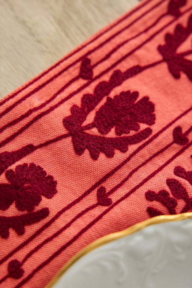 Red Crewel Stitch Placemat #1