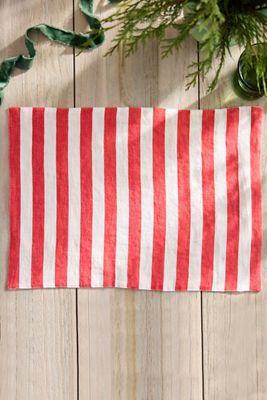 Terrain Red + White Stripe Linen Placemat