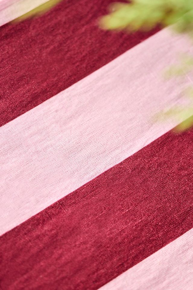 Orchid + Burgundy Stripe Linen Runner #1